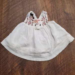Shabby Chic Baby Girl White Cotton Gauze Dress Casual Boho Preppy Embroidery Top